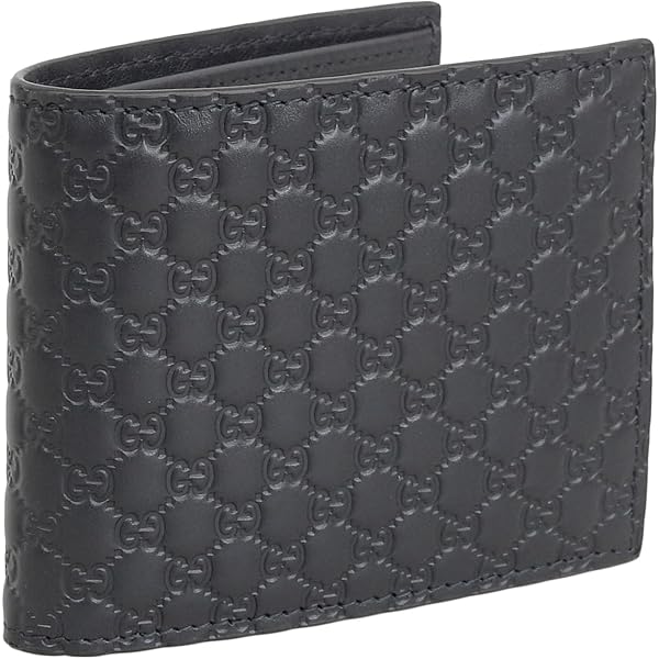 Gucci 二つ折り財布 黒 レザー ストライプ グッチ 財布 二つ折り財布(小銭入れあり) GUCCI マイクロ